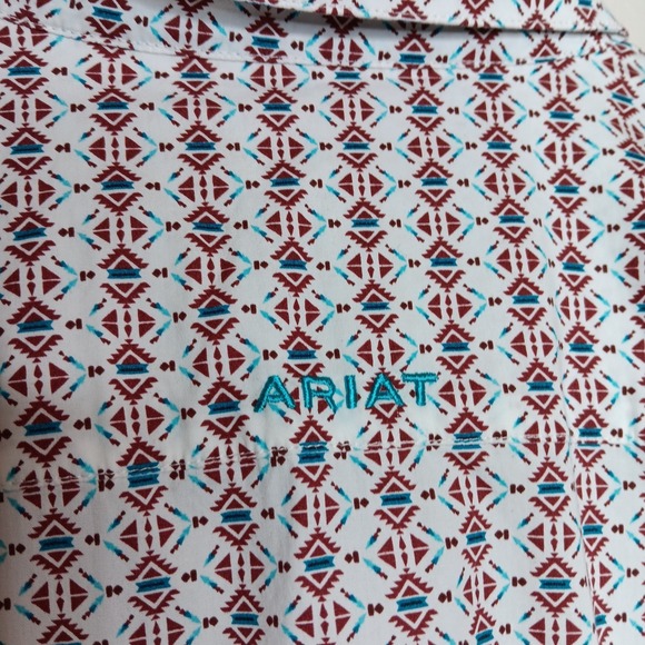 Ariat Kirby Stretch Shirt Womens Size L White Red Winsome Geo Western Country - Picture 8 of 10